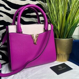 NWOT Versace Virtus Top Handle Handbag Magenta/Light Pink